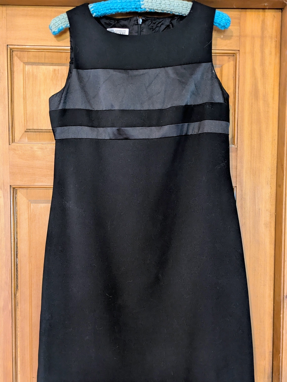 Sleeveless Black Sheath Dress with Satin Trim